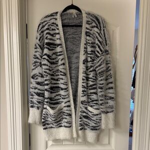 Mudd Black and White Zebra Print Cardigan